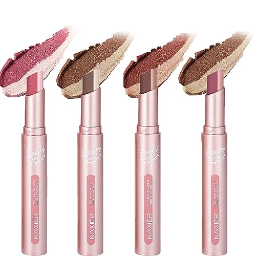 4 Stück Gradient Double Lidschatten Stick, Double Colors Eyeshadow Stick, Eyeshadow Stick Bicolors Gradient, Lidschatten Stick Zweifarbig, Glitter Shimmer Long Lasting Wasserdicht Eyeshadow (#A) von HoGeGe