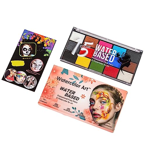 Face Bodypainting Set, Face Painting Kit, 15 Farben Body Painting Öl, Sichere Körperfarben Set, Sicher für Kinder Erwachsene Flash Tattoo Malerei Kunst, Theaterschminke,Halloween,Party-Makeup (1) von HoGeGe