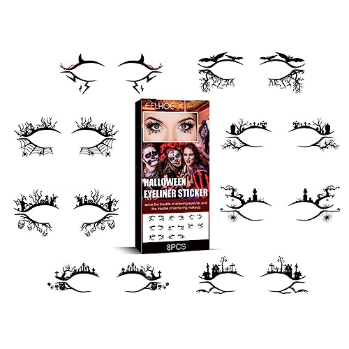 Halloween Eyeliner Aufkleber, Make-Up-Aufkleber, Augen Holografische Aufkleber, Temporäre Tattoos Augen Tattoos Spinnennetz, Aufkleber Selbstklebende Gesichtstattoos für Party (1PC) von HoGeGe