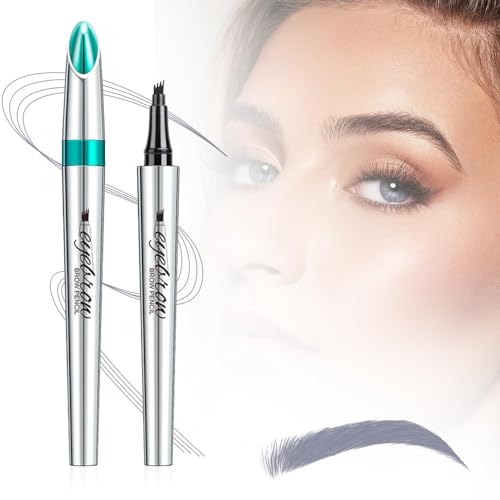 Magic Eyebrow Pencil, Wasserfester Microblading-Stift für Augenbrauen, Konturierungsstift, Präziser Brauenstift mit 4 Spitzen, Fine Stroke Microblading Augenbrauenstift für Natürliche (Gray) von HoGeGe