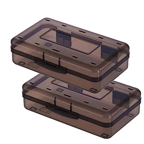 Stiftebox Aufbewahrungsbox Plastikmäppchen Box mit Deckel Snap Closure Bleistiftbox aus Kunststoff Pinselmalstifte für Stifte Pinsel Studenten Schreibwaren, Transparent, Grosse Kapazität, 2PC (B) von HoGeGe