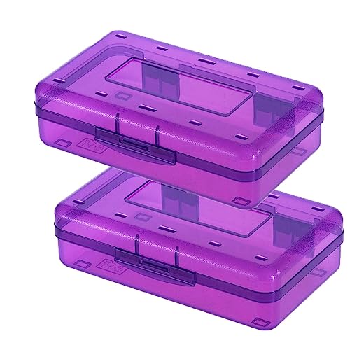 Stiftebox Aufbewahrungsbox Plastikmäppchen Box mit Deckel Snap Closure Bleistiftbox aus Kunststoff Pinselmalstifte für Stifte Pinsel Studenten Schreibwaren, Transparent, Grosse Kapazität, 2PC (C) von HoGeGe