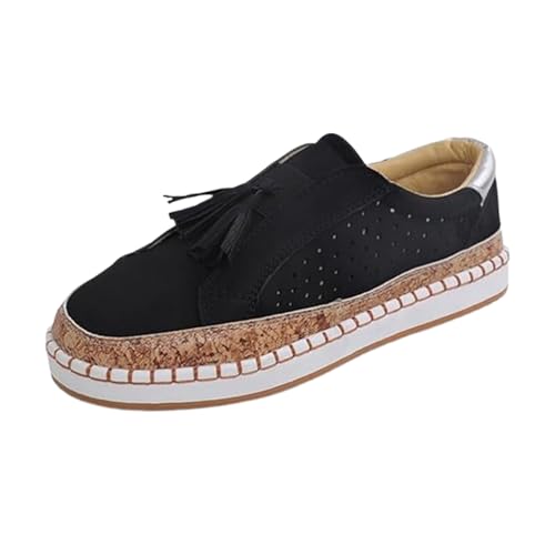 HoNung Super Bequeme, atmungsaktive Damen-Sneaker, orthopädische Sneakers, atmungsaktive Sneakers mit rundem Zehenbereich (Black,35) von HoNung