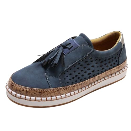 HoNung Super Bequeme, atmungsaktive Damen-Sneaker, orthopädische Sneakers, atmungsaktive Sneakers mit rundem Zehenbereich (Blue,38) von HoNung