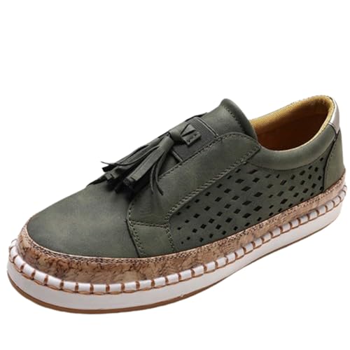 HoNung Super Bequeme, atmungsaktive Damen-Sneaker, orthopädische Sneakers, atmungsaktive Sneakers mit rundem Zehenbereich (Green,35) von HoNung