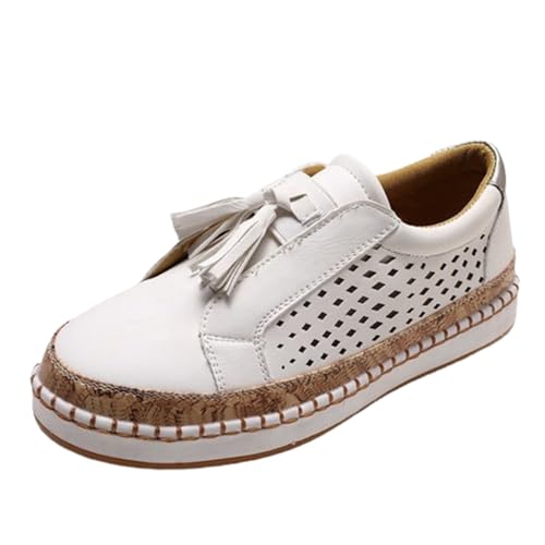 HoNung Super Bequeme, atmungsaktive Damen-Sneaker, orthopädische Sneakers, atmungsaktive Sneakers mit rundem Zehenbereich (White,35) von HoNung