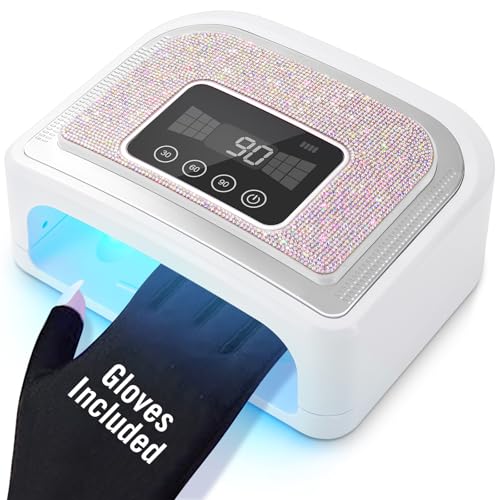 HoYLluDLL Wiederaufladbare UV LED Nagellampe für Gelnägel mit 4 Timer-Modi，Automatischer Infrarotsensor, Geeignet für Maniküre und Pediküre, Geschenk für Frauen (Sparkly Diamond and White) von HoYLluDLL