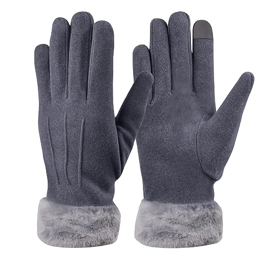 Damen Winter Handschuhe, Frauen Handschuhe, Damen Touchscreen Handschuhe, Women Winter Gloves, Dicke Warme Handschuhe für Kaltes Wetter, Wildlederhandschuhe für Outdoors Frauen Damen und Mädchen von HoaaiGo