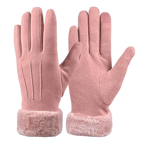 Damen Winter Handschuhe, Frauen Handschuhe, Damen Touchscreen Handschuhe, Women Winter Gloves, Dicke Warme Handschuhe für Kaltes Wetter, Wildlederhandschuhe für Outdoors Frauen Damen und Mädchen von HoaaiGo