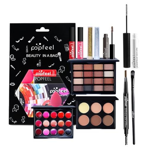 Essential Makeup Set, Portable Travel All-in-One Makeup Kit, 12 Pcs Starter Cosmetics Set with Eyeshadow Palette Matte Lip Cream Concealer Palette Mascara, Birthday Makeup Gift Set for Girls Women Essential Makeup Set, Portable Travel All-in-One Makeup Kit, 12 Pcs Starter Cosmetics Set with Eyeshadow Palette Matte Lip Cream Concealer Palette Mascara, Birthday Makeup Gift Set for Girls Women von HoaaiGo