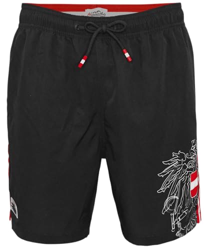 Hoamatkult Österreich Adler Badehose | Herren Badeshorts mit 4-Wege-Stretch, schnelltrocknend & wasserabweisend | Kultiger Look mit 3 Taschen & elastischem Bund (2XL, Schwarz) von Hoamatkult
