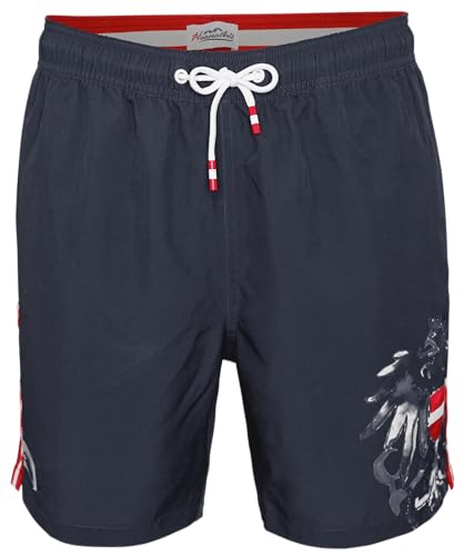 Hoamatkult Österreich Adler Badehose | Herren Badeshorts mit 4-Wege-Stretch, schnelltrocknend & wasserabweisend | Kultiger Look mit 3 Taschen & elastischem Bund (XL, Dunkelblau) von Hoamatkult