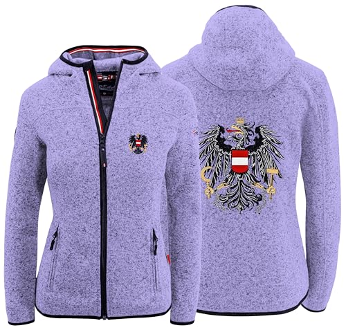 Hoamatkult Österreich Kultjacke mit Kapuze Damen - das Original - Österreich Adler Strickfleece Jacke - Jacke mit Österreich Adler Stick (Medium, Lavendel) von Hoamatkult