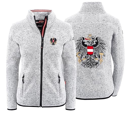 Hoamatkult Österreich Kultjacke ohne Kapuze Damen - das Original - Österreich Adler Strickfleece Jacke - Jacke mit Österreich Adler Stick (X-Large, Grau) von Hoamatkult