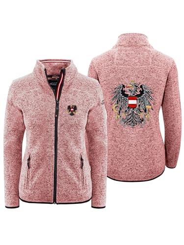 Hoamatkult Österreich Kultjacke ohne Kapuze Damen - das Original - Österreich Adler Strickfleece Jacke - Jacke mit Österreich Adler Stick (X-Small, Rosa) von Hoamatkult