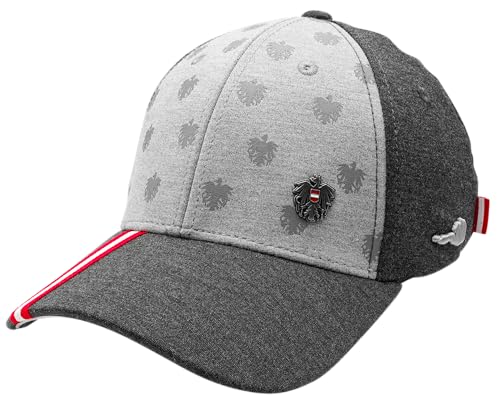 Österreich Adler Stretch Fit Kappe - Stylische Kappe, Verstellbar und Bequem, Atmungsaktiv und Pflegeleicht, Ideal für Freizeit und Sport, Tolles Geschenk - Hellgrau von Hoamatkult