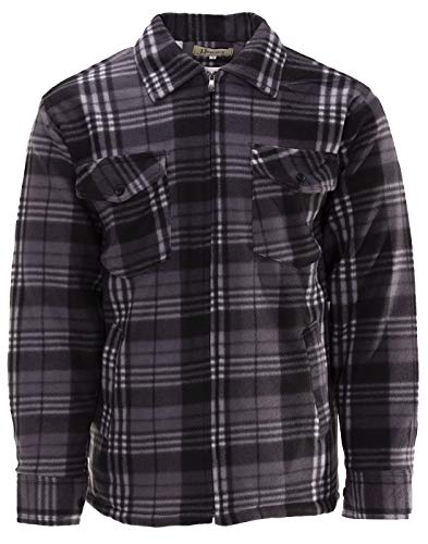 Hoang Thermojacke Herren Holzfällerjacke Hemdjacke Flanell Jacke Arbeitsjacke Kariert Gefüttert, Farbe:schwarz, Größe:L von Hoang Textil GmbH