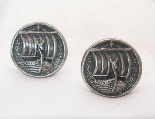 Manschettenknöpfe, Motiv Wikinger, Zinn, in Geschenkbox von Hoardersworld