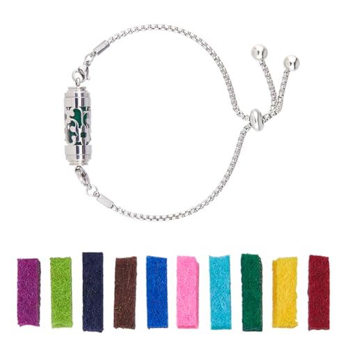 Hobbspring 1 Stück Diffusor Armbänder Für Ätherische Öle Blumen Aromatherapie Armbänder Aus Edelstahl 23cm Lang Verstellbares Schiebe Diffusor Armband Mit 10 Nachfüllpads Für Damen von Hobbspring