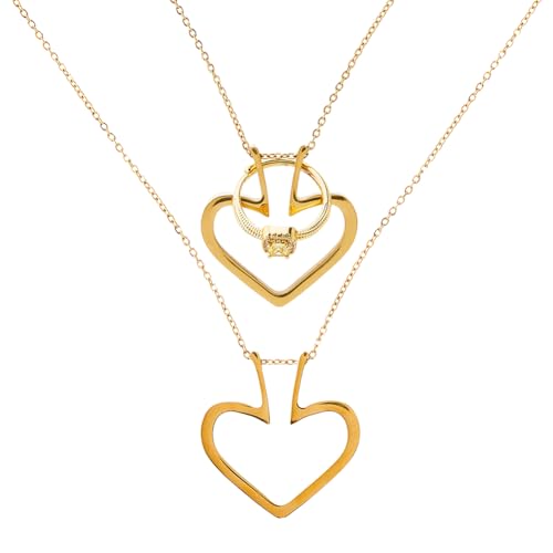 Hobbspring Ring-Halter Halskette 40.3cm Edelstahl Herzanhänger Halskette Für Hochzeit Vintage Geometrische Ringhalter Halsketten Für Frauen Damen Ehefrau Mit Geschenkbox von Hobbspring