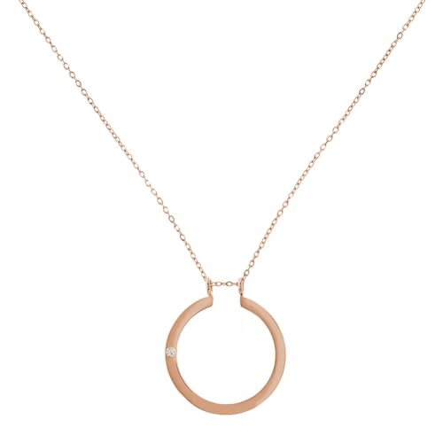 Hobbspring Halskette Für Damen 41.4cm Edelstahl Halsketten Für Hochzeit Verlobung O Ring Anhänger Roségold Personalisierte Charm Halskette Vintage Für Frauen Damen Ehefrau von Hobbspring