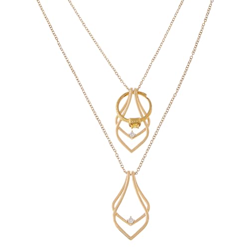 Hobbspring Ring-Halter Halskette Golden Geometrische Charm Halskette Vintage Doppelter Tropfen Anhänger Edelstahl Hochzeits Halsketten Für Frauen Und Damen Mit Samtbeutel von Hobbspring