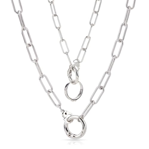 Hobbspring 1 Stück Ringhalter Halskette 54cm Edelstahl Büroklammer Ringhalter Halskette Runder Anhänger Ringhalter Halskette Mit Handschellenverschluss Für Ehefrau Krankenschwester Damen Geschenk von Hobbspring