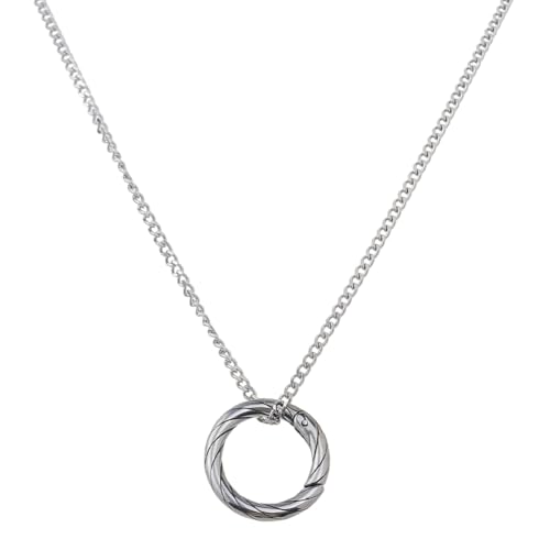 Hobbspring 1 Stück Ring-Halter Halskette 55cm Ringhalter Halskette Aus Edelstahl Runder Anhänger Für Damen Ringhalter Halskette Mit Samt Schmuckbeutel Für Ehefrau Verlobte Krankenschwester Geschenk von Hobbspring