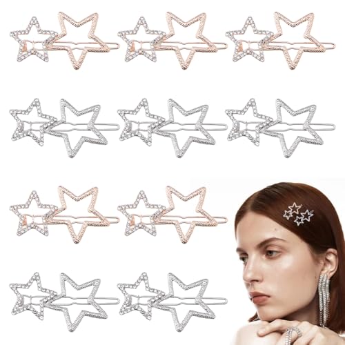 Hobbspring 10 Stück Haarspangen Mit Strasssteinen In Sternform Elegante Haarspangen Mit Strasssteinen In Sternform Silber Golden Hohle Stern Haarspangen Für Frauen Und Damen Punk Accessoires Haardekor von Hobbspring