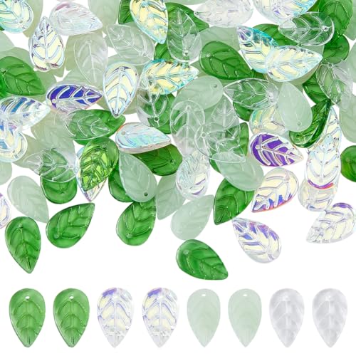 Hobbspring 120 Stück Blatt Glasanhänger 4 Stile Transparente Oberseite Gebohrte Blätter Perlen Abstandshalter Handgefertigte Lampwork Blätter Anhänger Für Schmuck Halskettenherstellung DIY Basteln Hobbspring 120 Stück Blatt Glasanhänger 4 Stile Transparente Oberseite Gebohrte Blätter Perlen Abstandshalter Handgefertigte Lampwork Blätter Anhänger Für Schmuck Halskettenherstellung DIY Basteln von Hobbspring