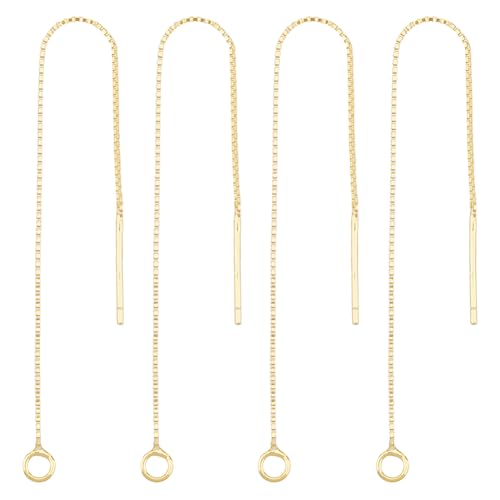 Hobbspring 2 Paar 925 Quastenketten Ohrringe Aus Sterlingsilber 8cm Goldene Ketten Einfädler Ohrringe Durchziehbare Gefädelte Lange Ketten Tropfenquaste Mit Schlaufe Für Die DIY Ohrringherstellung von Hobbspring