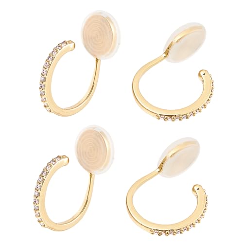 Hobbspring 2 Paar Creolen Zum Anklipsen Für Damen Goldene Klare Zirkonia Huggie Creolen Verstellbare Kleine Ohrclips Nicht Durchstochen CZ Creolens Zum Anklipsen Für Damen Und Herren von Hobbspring