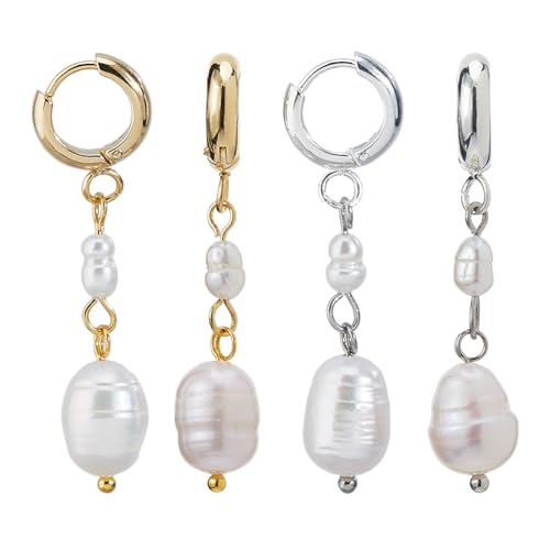 Hobbspring 2 Paar Kleine Creolen Mit Perlen 2 Farben Süßwasserperlen Ohrringe Tropfenform Runde Creolen Statement Ohrringe Für Braut Eleganter Hochzeitsschmuck Hobbspring 2 Paar Kleine Creolen Mit Perlen 2 Farben Süßwasserperlen Ohrringe Tropfenform Runde Creolen Statement Ohrringe Für Braut Eleganter Hochzeitsschmuck von Hobbspring