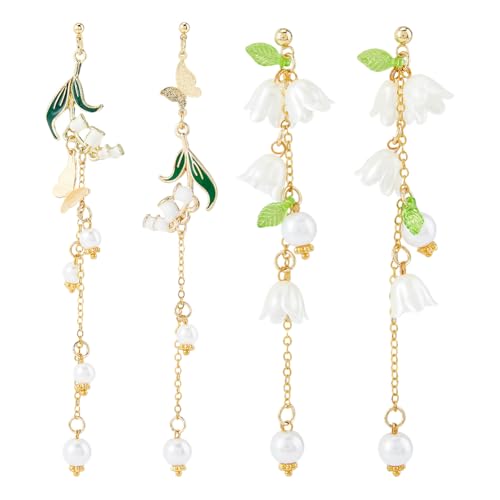 Hobbspring 2 Paar Maiglöckchen Blumenohrringe Baumelnde Weiße Blütenblätter Lange Quastenohrringe Floraler Tropfen Hängender Schmuck Geschenke Zum Muttertag Geburtstag Jahrestag von Hobbspring