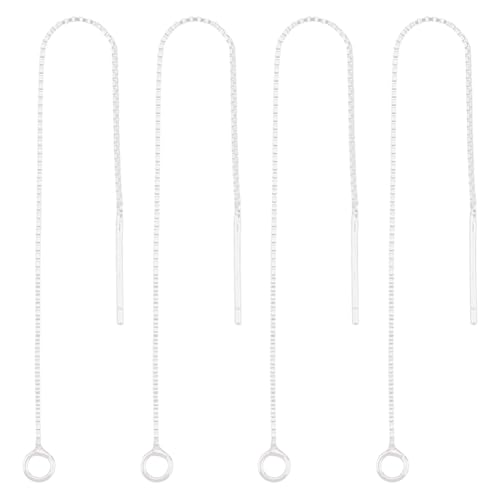 Hobbspring 2 Paar Silberne Ketten Einfädler Ohrringe 925 Sterling Silber Quastenketten Ohrringe 8cm Durchziehbare Eingefädelte Lange Ketten Tropfenquaste Mit Schlaufe Für Die Herstellung von Ohrringen von Hobbspring
