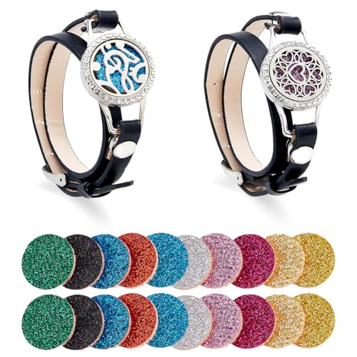Hobbspring 2 Stile Diffusor Armband Für Ätherische Öle Aromatherapie Armband Medaillon Mit 32.2cm Großem Ersatz Lederband Und 20 waschbaren Nachfüllpads Geschenk Für Freunde Zum Muttertag Hobbspring 2 Stile Diffusor Armband Für Ätherische Öle Aromatherapie Armband Medaillon Mit 32.2cm Großem Ersatz Lederband Und 20 waschbaren Nachfüllpads Geschenk Für Freunde Zum Muttertag von Hobbspring