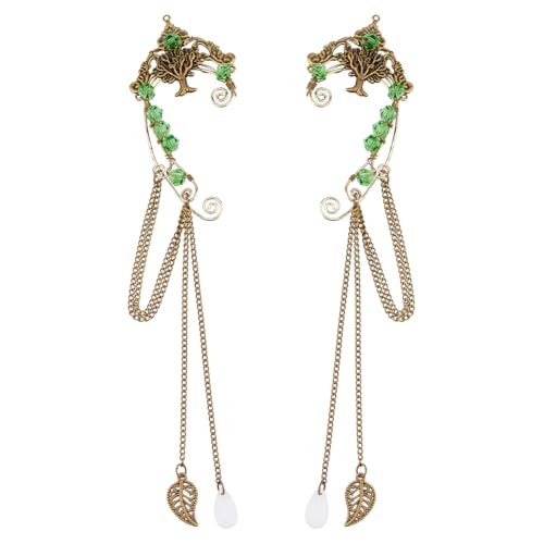 Hobbspring 2 Stück Feen Elfen Ohrmanschetten Vintage Antik Bronze Baum Manschetten Ohrringe Nicht Durchstochen Elfen Ohrmanschetten Baumelnde Ohrclips Wraps Für Frauen Fantasy Cosplay Hochzeitskostüm von Hobbspring