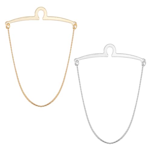 Hobbspring 2 Stück Flache Krawattenkette Einzelne Schlaufe Krawattenkette Aus Platin Und Gold Krawattenklammern Gliederketten Set Für Hochzeit Jahrestag Geschäft Bankett Alltag Krawatten Accessoires von Hobbspring