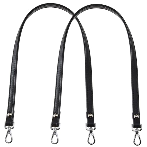 Hobbspring 2 Stück Schwarzer Leder Taschengurt 60cm Ersatzgriff Schultertaschengurt Nähen Kunstleder Taschengurte Mit Platin Verschlüssen Für Taschen Ersatzzubehör von Hobbspring