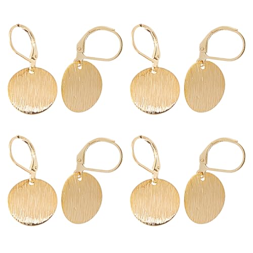 Hobbspring 4 Paar Baumelnde Scheiben Ohrringe 15mm Goldener Kreis Scheiben Münzohrring Flach Gebürstet Tropfenohrring Messing Leverback Ohrringe Für Frauen Damen Teenager Schmuck Geschenke von Hobbspring