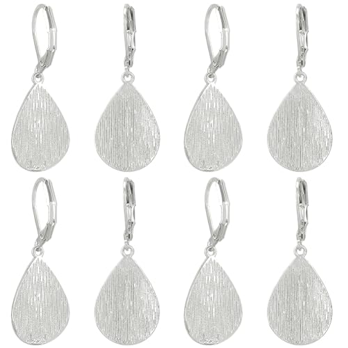 Hobbspring 4 Paar Tropfen Ohrhänger 32x14mm Platin Tropfen Ohrringe Mit Klapphebel Leichte Wassertropfen Geometrisch Flach Gebürstet Tropfenohrringe Für Frauen Schmuck Geschenke von Hobbspring
