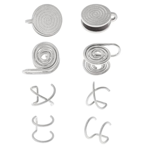 Hobbspring 4 Paare Druck Ohrringe für Keloids Edelstahl Kompression Ohrring Spirale Non-pierced Ohrringe Knorpel Helix Wrap Ohrschmuck Set für Frauen Männer Damen von Hobbspring