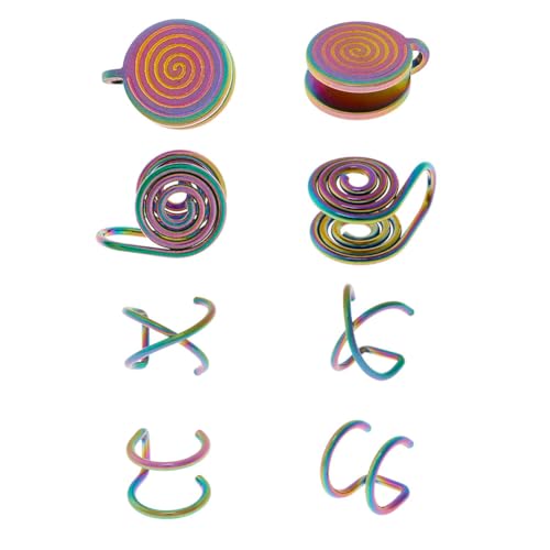 Hobbspring 4 Paar Kompressionsohrringe für Keloide Edelstahl Kompressionsohrringe Regenbogenspirale Ohrringe Knorpel Helix Wrap Ohrschmuck Set für Frauen Männer Damen von Hobbspring