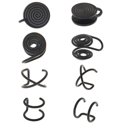 Hobbspring 4 Paar Druck Ohrringe für Keloids Edelstahl Kompression Ohrring Schwarz Spirale Nicht durchstochen Ohrringe Knorpel Helix Wrap Ohrschmuck Set für Frauen Männer Damen von Hobbspring