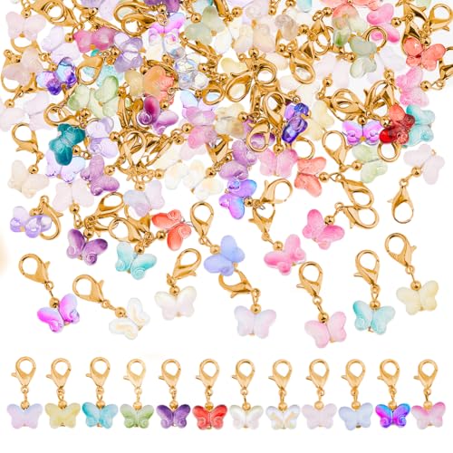 Hobbspring 96 Stück Anklipsen Tasche Charms 12 Farben Glas Schmetterlings Anhänger Maschenmarkierer Anhänger Mit Goldenen Karabinerverschlüssen Für Schmuck Armbänder Handtaschen-Schlüsselanhänger Hobbspring 96 Stück Anklipsen Tasche Charms 12 Farben Glas Schmetterlings Anhänger Maschenmarkierer Anhänger Mit Goldenen Karabinerverschlüssen Für Schmuck Armbänder Handtaschen-Schlüsselanhänger von Hobbspring