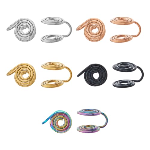 Hobbspring 10 Stück Nicht Durchbohrte Edelstahl-Spiralohrringe Druck Ohrringe Für Keloide Gemischte Farbe Nicht Piercing Ohrringe Schmuck Clip Ohrringen für Frauen Und Männer von Hobbspring