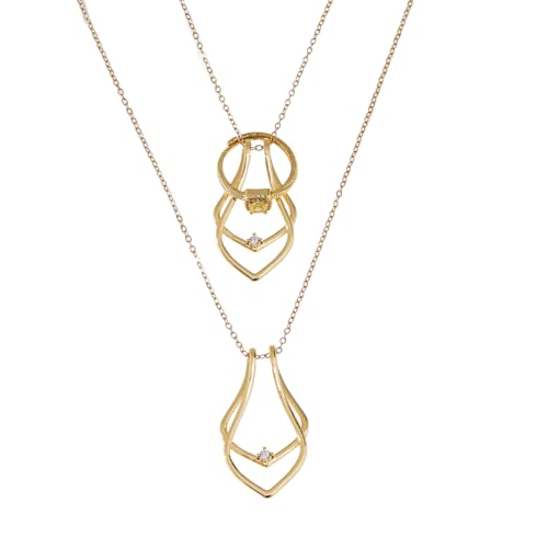 Hobbspring Ring-Halter Halskette Golden Geometrische Charm Halskette Vintage Doppelter Tropfen Anhänger Edelstahl Hochzeits Halskette Für Frauen Und Damen Mit Geschenkbox von Hobbspring