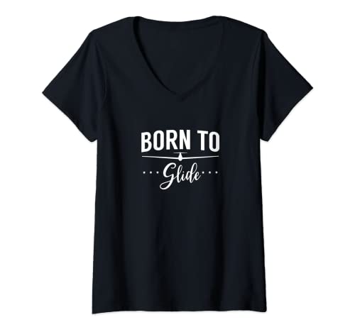 Damen Born To Glide Segelflieger Segler Geschenk Segelflugzeug T-Shirt mit V-Ausschnitt Damen Born To Glide Segelflieger Segler Geschenk Segelflugzeug T-Shirt mit V-Ausschnitt von Hobby Beruf Fluggerät Gleitflugzeug Flug Geschenke