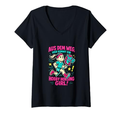 Damen Aus dem Weg Hobby Horsing Horsinggeschenk T-Shirt mit V-Ausschnitt Damen Aus dem Weg Hobby Horsing Horsinggeschenk T-Shirt mit V-Ausschnitt von Hobby Horse