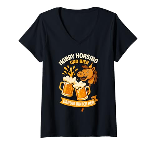 Damen Hobby Horsing T-Shirt mit V-Ausschnitt von Hobby Horsing Accessoires
